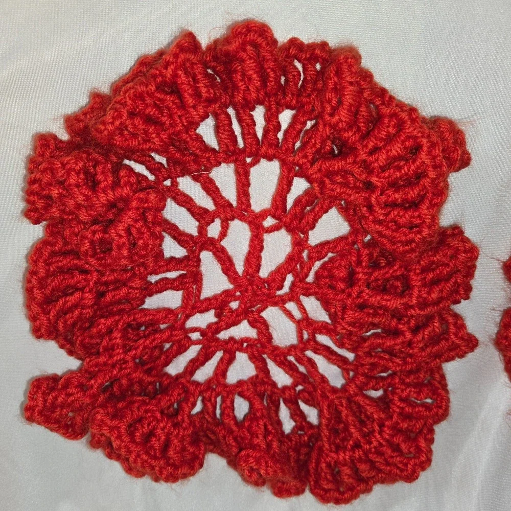 Vintage Crochet Table Runners Doilies Lot of 9 Red Blue White Cream Snowflake